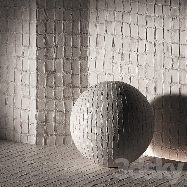 Plaster Patches seamless 4k material. Rough decorative wall finishing. 3ds Max - thumbnail 2