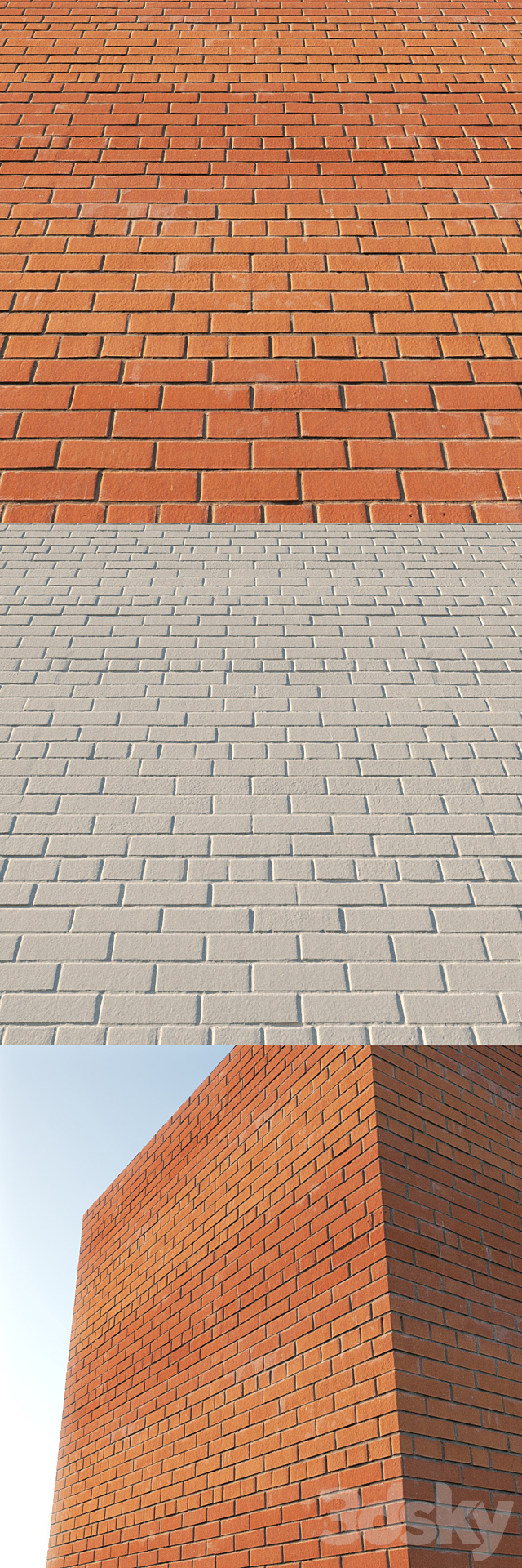 Red facing brick 3DS Max Model - thumbnail 2