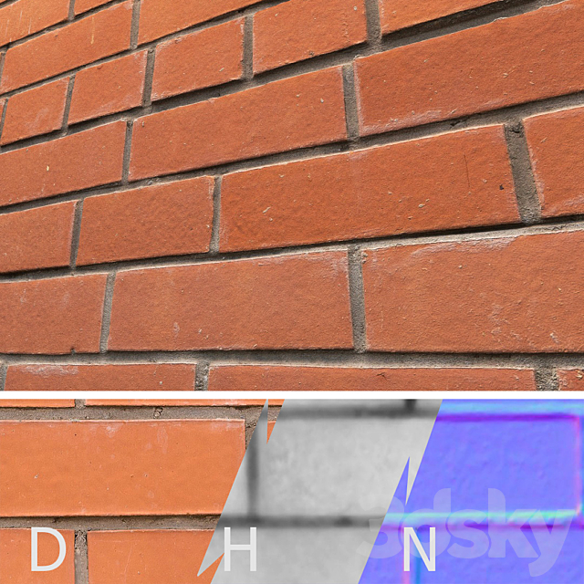 Red facing brick 3DS Max Model - thumbnail 3