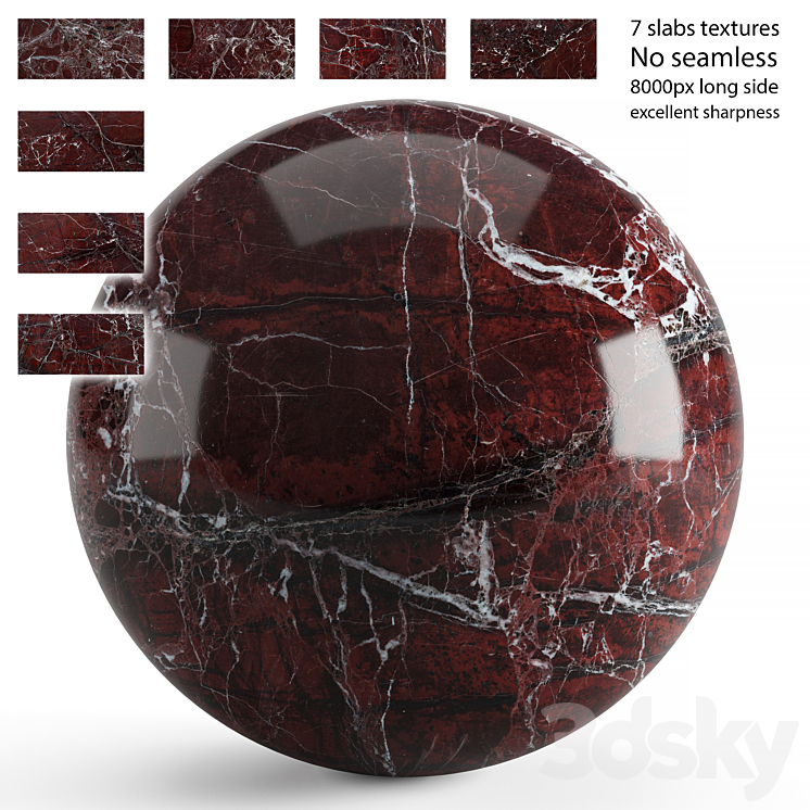 Red marble. 7 textures at 8k 3DS Max - thumbnail 1