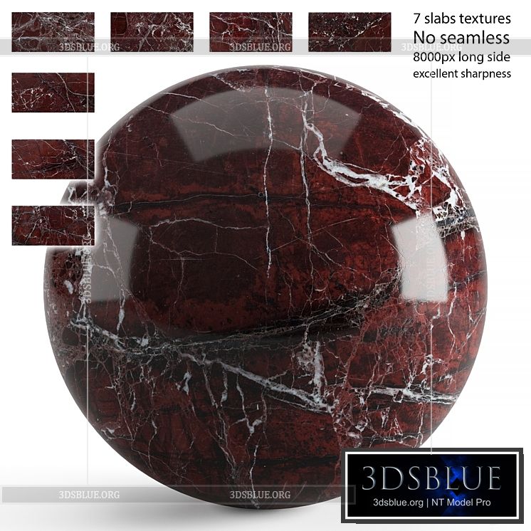 Red marble. 7 textures at 8k 3DS Max - thumbnail 3