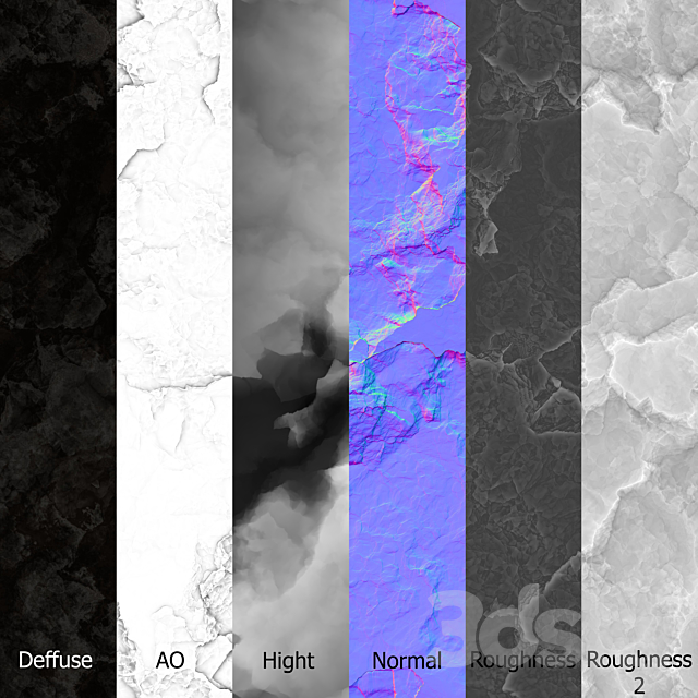 Rock cliff wall №9 3DS Max Model - thumbnail 4