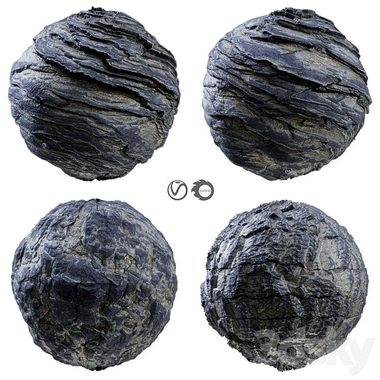 Rock PBR Materials 3 3DS Max Model - thumbnail 1