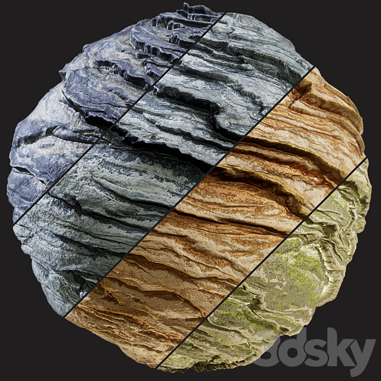 Rock PBR Materials 3 3DS Max Model - thumbnail 2