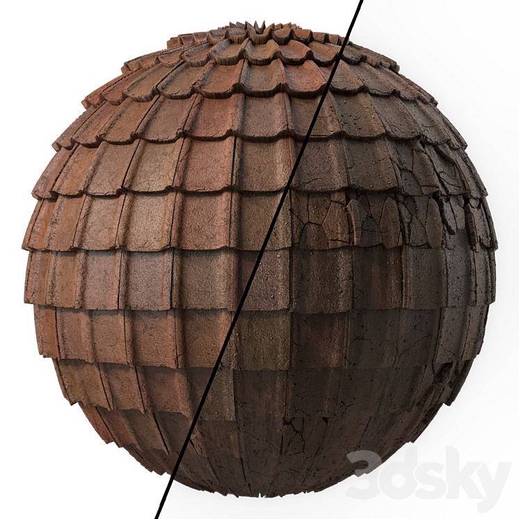 Roof Tile Materials 49- Concrete Roofing by Sbsar generator | Seamless Pbr 4k 3DS Max Model - thumbnail 1