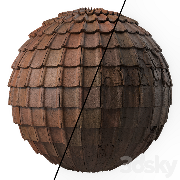 Roof Tile Materials 49- Concrete Roofing by Sbsar generator | Seamless Pbr 4k 3DS Max - thumbnail 1