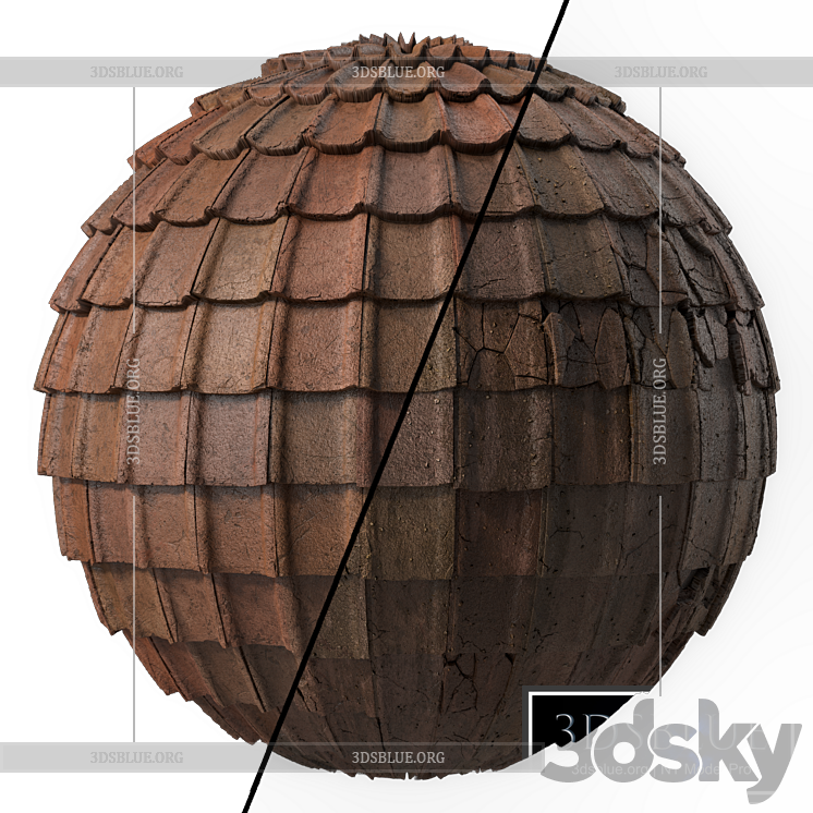 Roof Tile Materials 49- Concrete Roofing by Sbsar generator | Seamless Pbr 4k 3DS Max - thumbnail 3