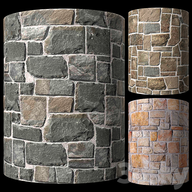 Rubble wall stone masonry 3ds Max - thumbnail 1