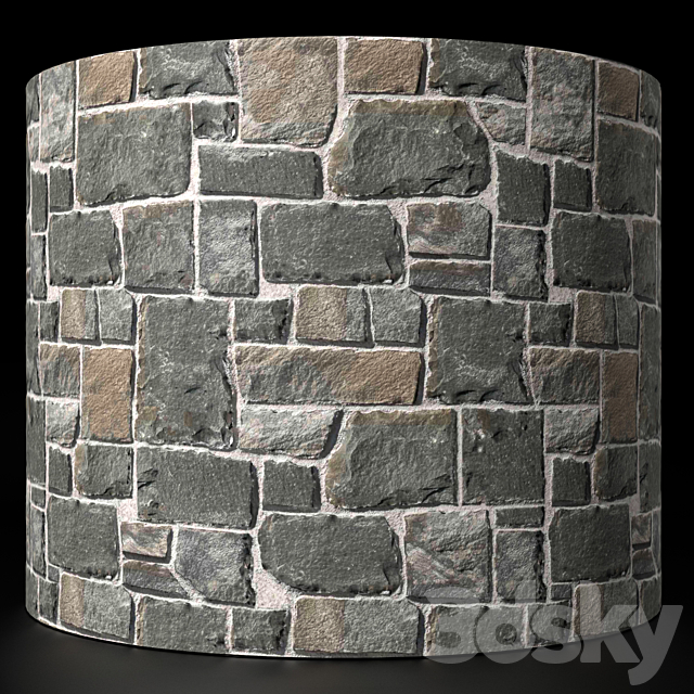 Rubble wall stone masonry 3ds Max - thumbnail 3