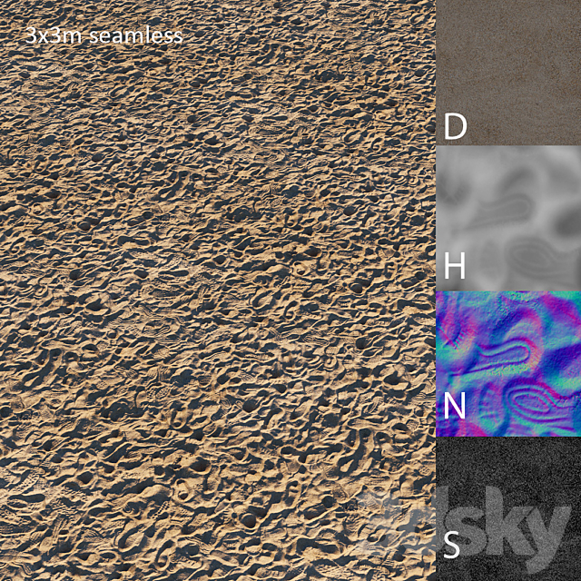 Sand beach material 3DS Max Model - thumbnail 3