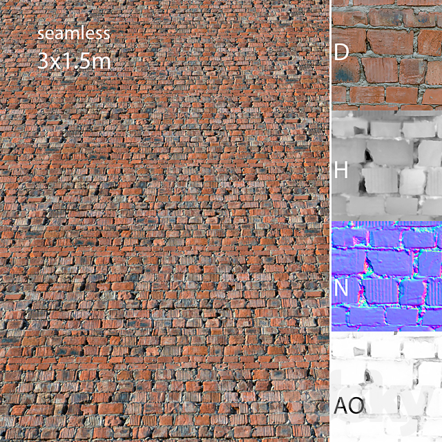 Sloppy Brick Wall Material 3DS Max Model - thumbnail 3