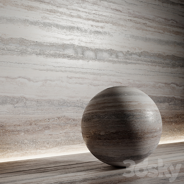 Stone material travertine 6 pbr seamless 3DS Max Model - thumbnail 1