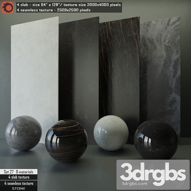 Stone slab & seamless texture set 27 3dsmax Download - thumbnail 1