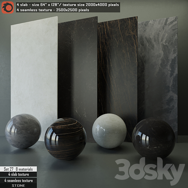 Stone slab & Seamless texture Set 27 3DSMax File - thumbnail 1