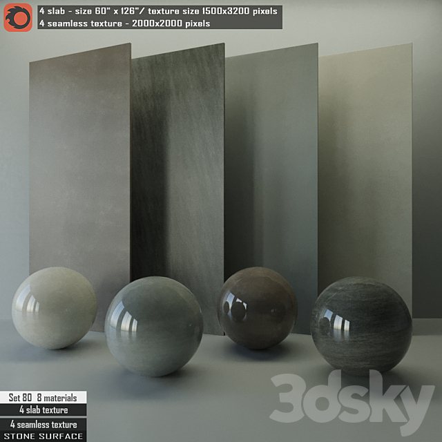 Stone Slab & Seamless texture Set 80 3DSMax File - thumbnail 1