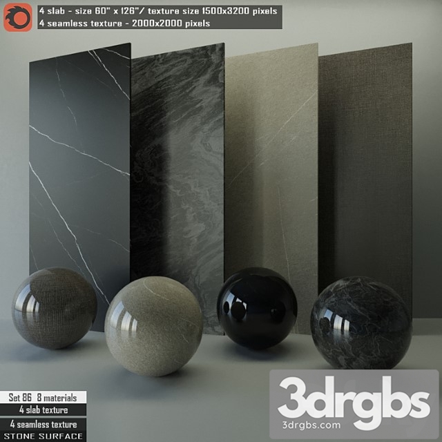 Stone slab & seamless texture set 86 3dsmax Download - thumbnail 1