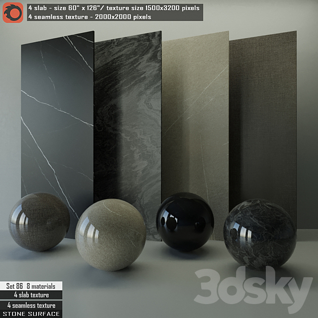 Stone Slab & Seamless texture Set 86 3DSMax File - thumbnail 1