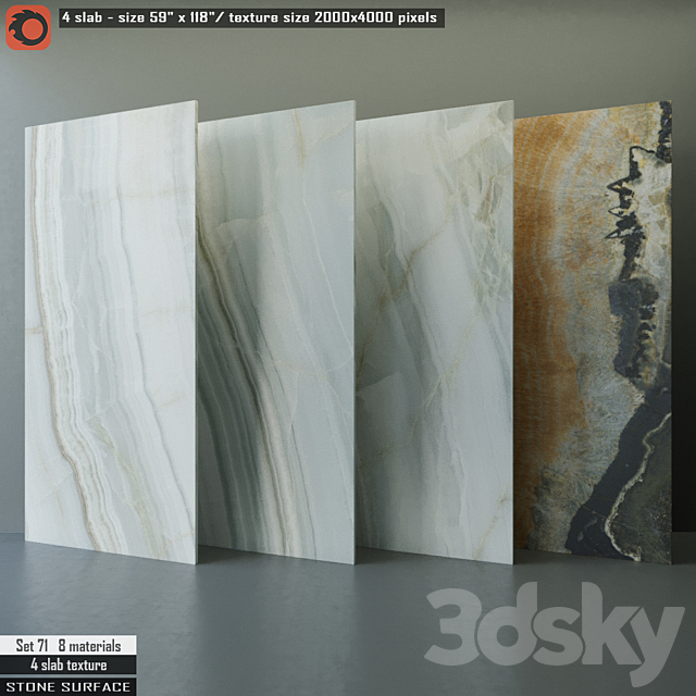 Stone slab Set 71 3ds Max - thumbnail 1