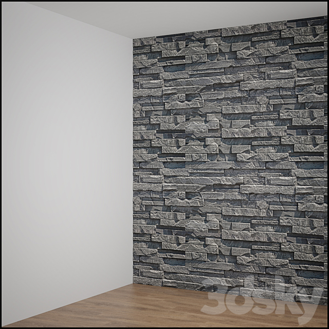 Stone wall 3DS Max Model - thumbnail 2