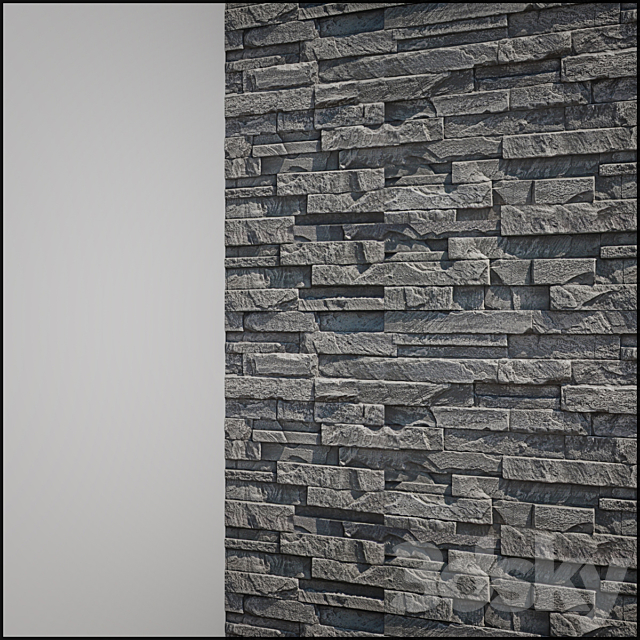 Stone wall 3DS Max Model - thumbnail 3