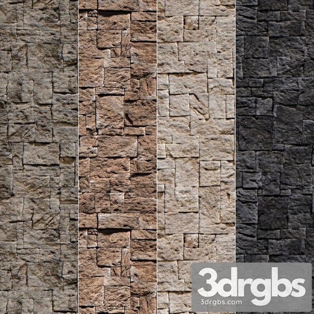 Stone walls set 3 3dsmax Download - thumbnail 1