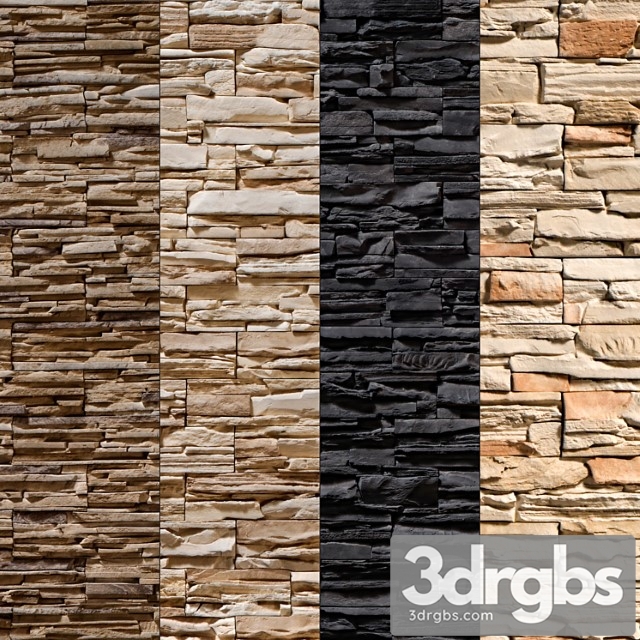 Stone Walls Set 8 3dsmax Download - thumbnail 1