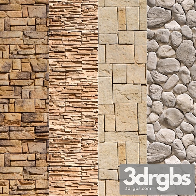 Stone walls set 9 – vray material 3dsmax Download - thumbnail 1