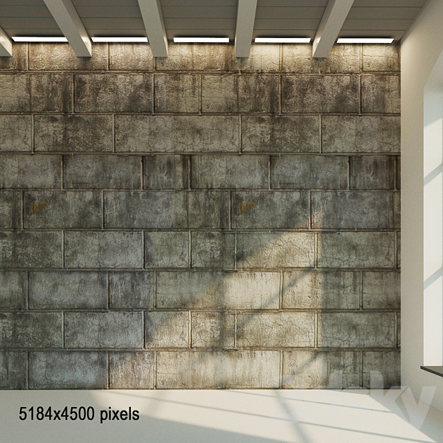 The stone block is aged. Stone wall 3ds Max - thumbnail 1