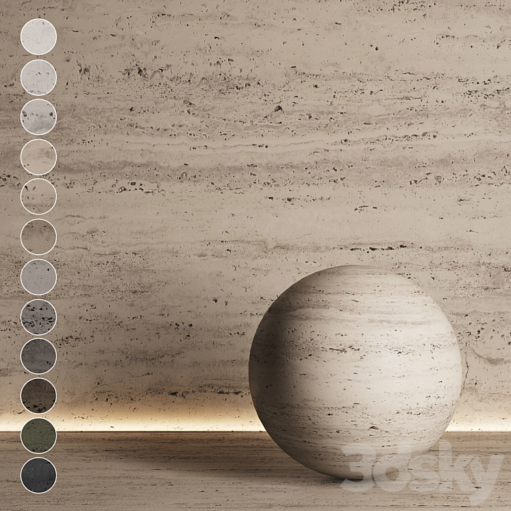 Travertine stone of different shades №3 3DS Max Model - thumbnail 1