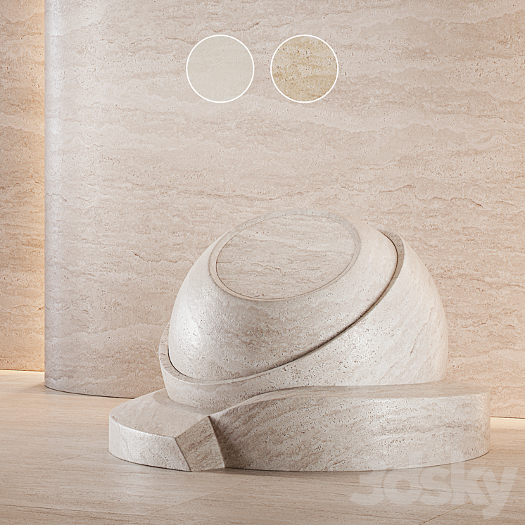 Travertine stone set (seamless) | 02 3DS Max Model - thumbnail 2