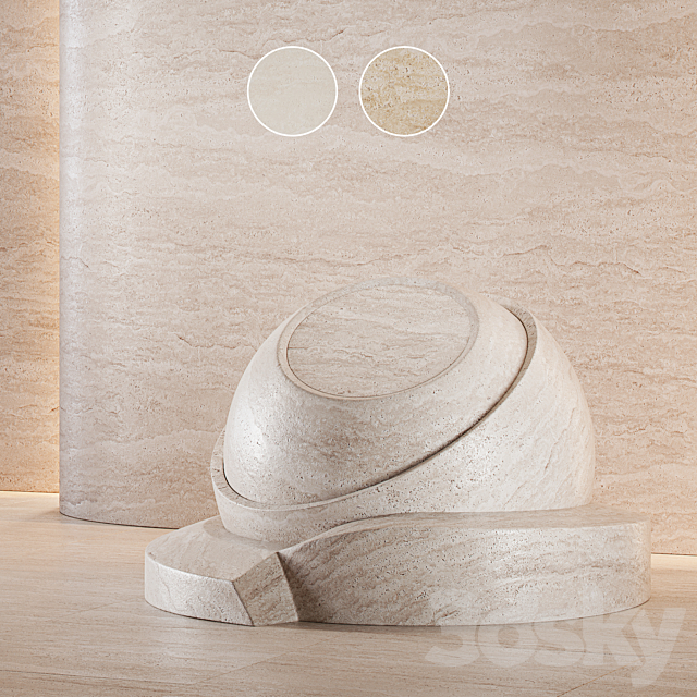 Travertine stone set (seamless) | 02 3DS Max Model - thumbnail 2