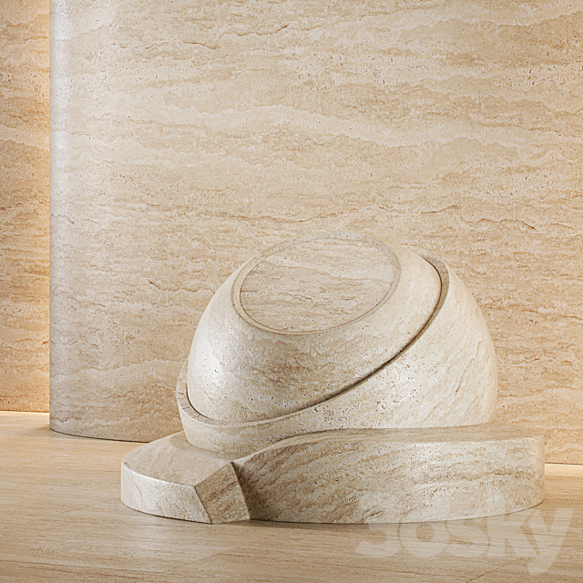 Travertine stone set (seamless) | 02 3DS Max Model - thumbnail 4