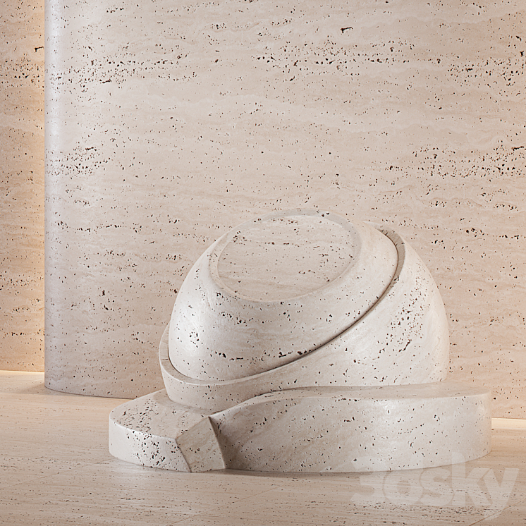 Travertine stone set (seamless) 3DS Max - thumbnail 2