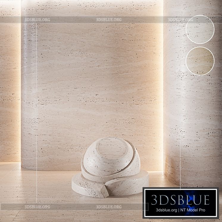 Travertine stone set (seamless) 3DS Max - thumbnail 3