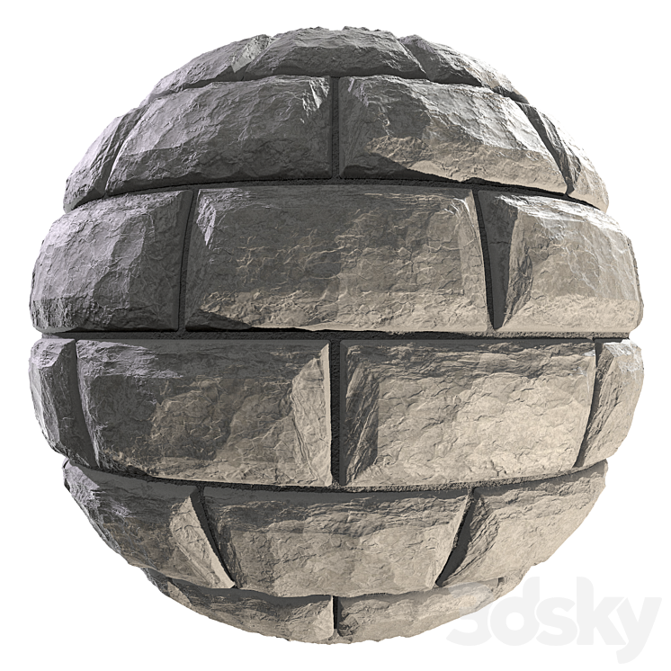 Wall of white wild stone material 3DS Max Model - thumbnail 1