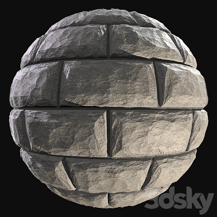 Wall of white wild stone material 3DS Max Model - thumbnail 2