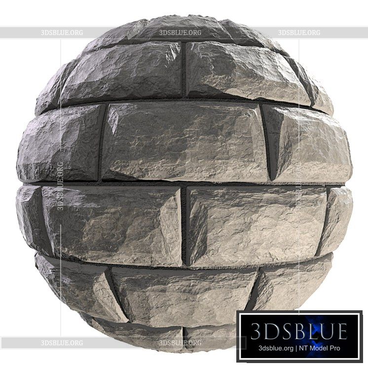 Wall of white wild stone material 3DS Max - thumbnail 3