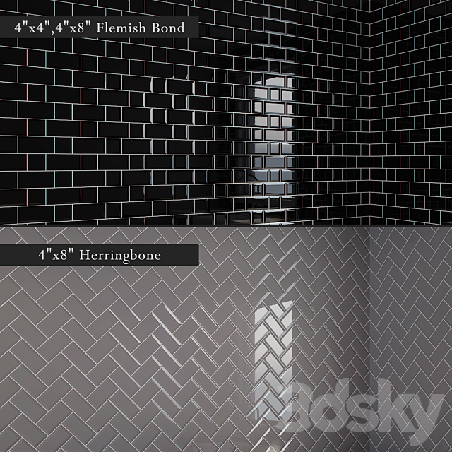 Beveled Subway Tiles [10 Patterns] 3DSMax File - thumbnail 1