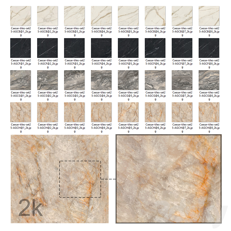 Caesar Set 25 – Marble BUNDLE – 4 types: White Grey Beige and Black 3DS Max Model - thumbnail 2