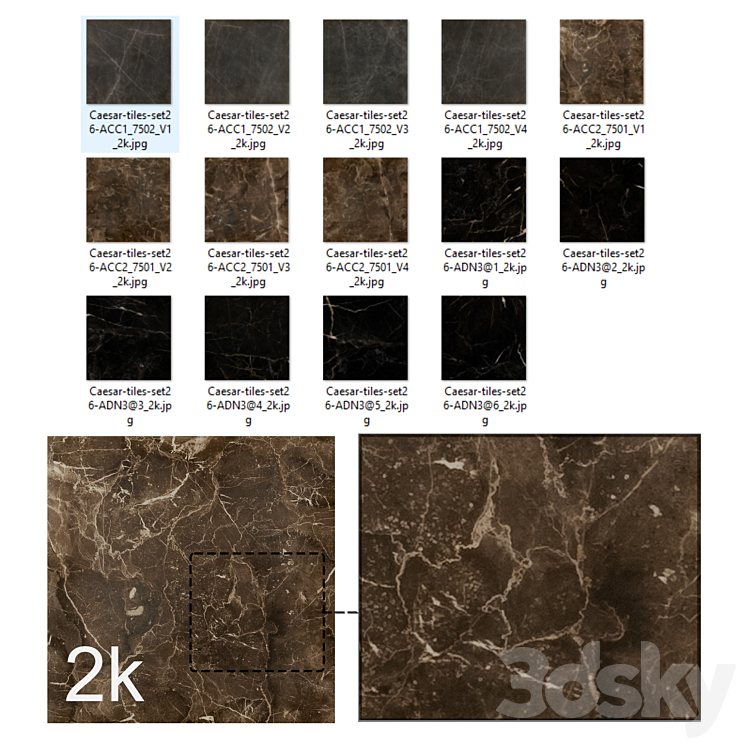 Caesar Set 26 – Marble BUNDLE – 4 types: Emperador Graphite Nero 3DS Max Model - thumbnail 2