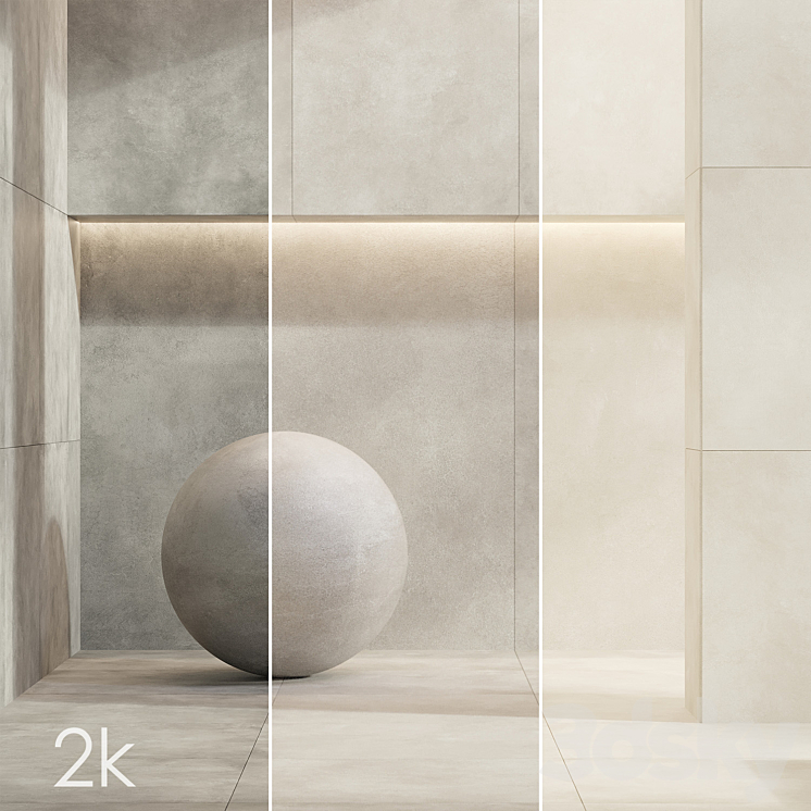 Caesar Set 32 – Concrete Porcelain Tiles BUNDLE – 3 types: Grey Light Grey Beige 3DS Max Model - thumbnail 3