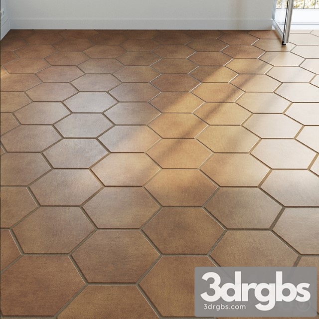 Ceramic Tile Set 03 Hexagon Natural Terracotta 3dsmax Download - thumbnail 1