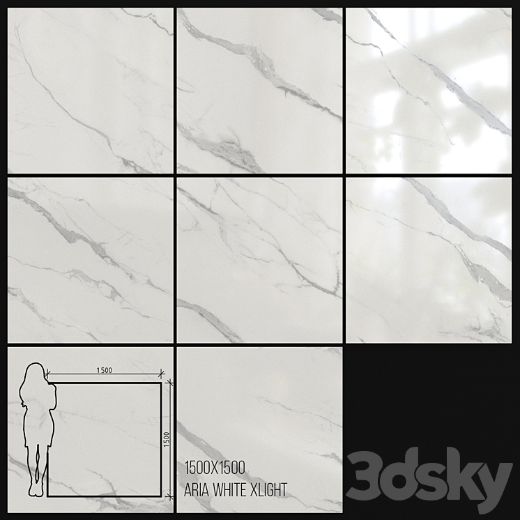 Ceramic Tile Urbatek Porcelanosa Xlight Aria White 1500×1500 3DS Max - thumbnail 1