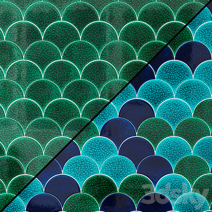 Ceramic tiles Mosaic MALLAS production Cevica fish scales 3DS Max Model - thumbnail 1