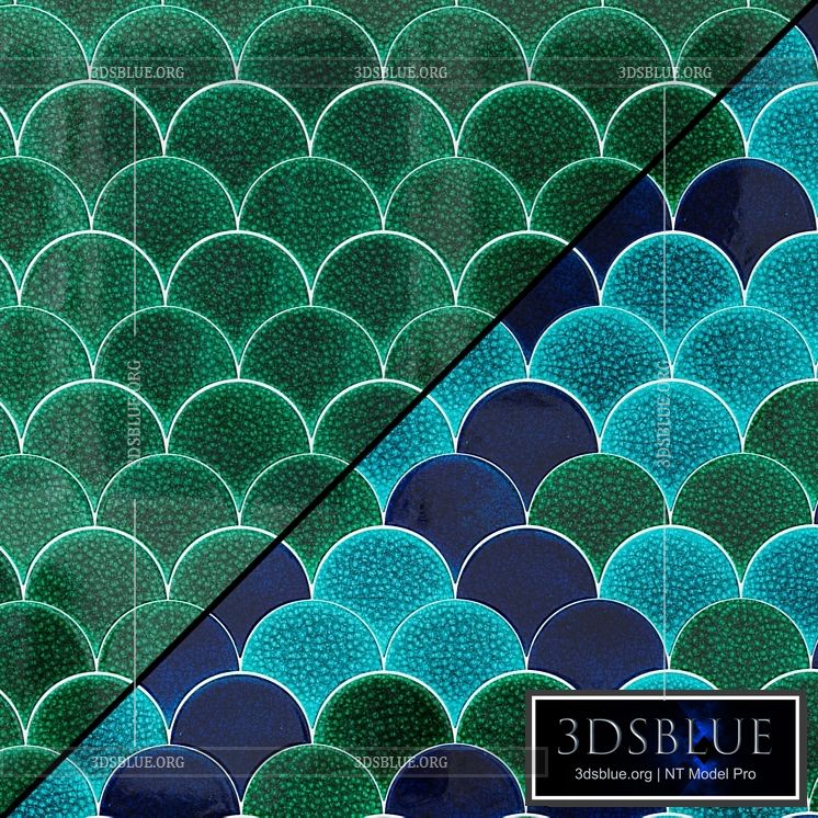 Ceramic tiles Mosaic MALLAS production Cevica fish scales 3DS Max - thumbnail 3