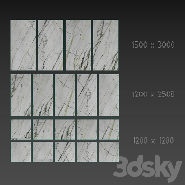 Ceramic Tiles Urbatek Porcelanosa Xlight Calacatta Green 3DS Max Model - thumbnail 4