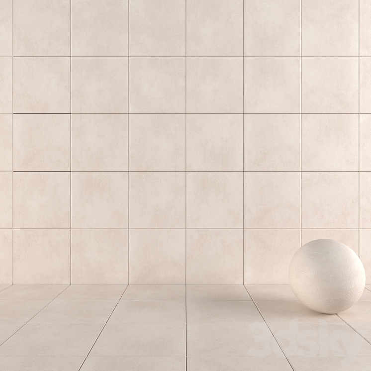 Concrete Wall Tiles Core Beige 3DS Max Model - thumbnail 1