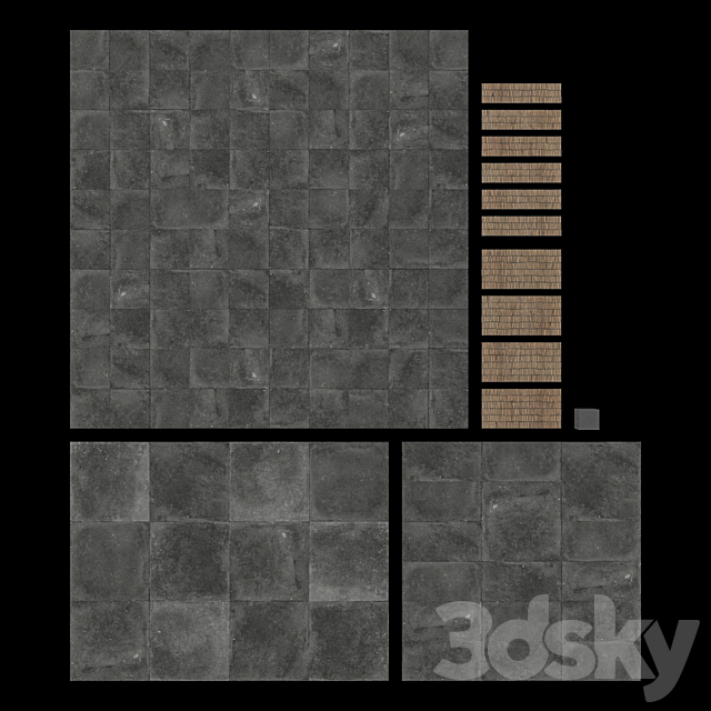 FLAVIKER Nordik Stone BLACK and DOMINO BLACK Tile Set 3DSMax File - thumbnail 3