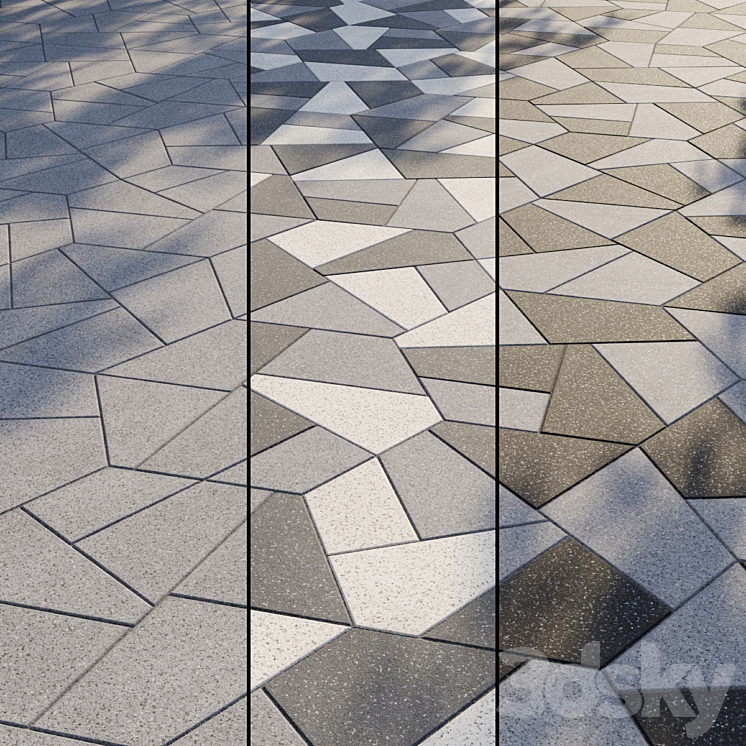 Granite paving Type 10 3DS Max Model - thumbnail 1