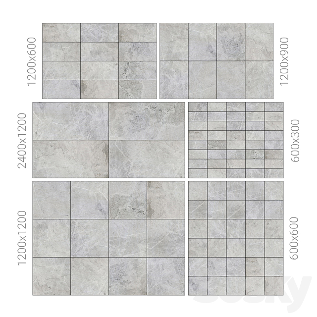 Gray marble tiles 2 3DS Max Model - thumbnail 2